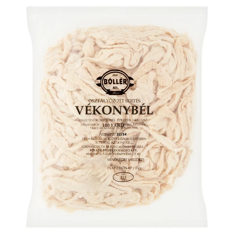 Sertés vékonybél 100 yardos csomagolt, osztályozott 32-34-es kaliber
