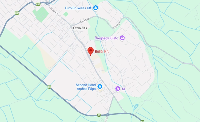 Térkép, amely a fizikai üzletet és környékét mutatja.